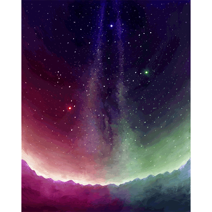 紅比古と翠比売を亀裂する蒼夜の銀河