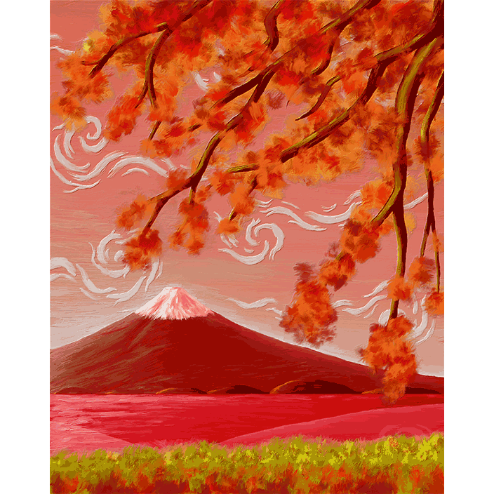 紅蓮に彩る不死の山