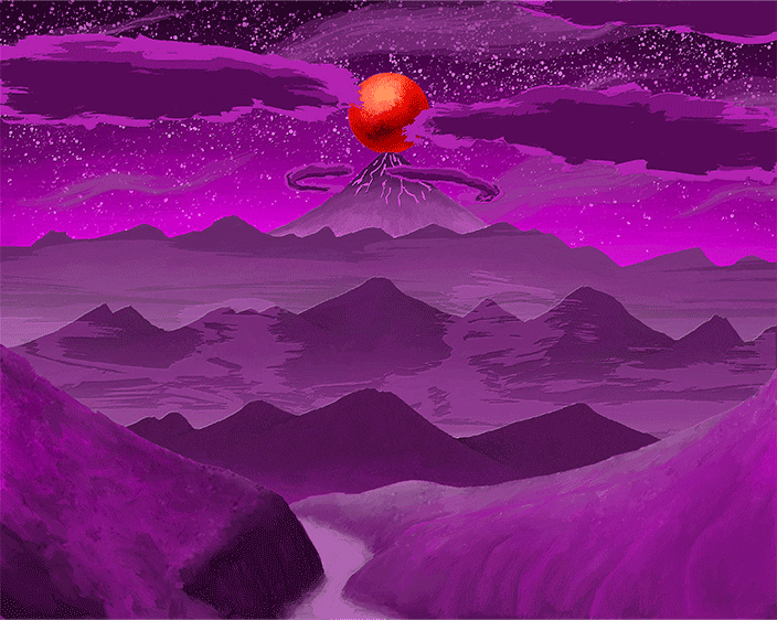 Lunar Eclipse At Mountain