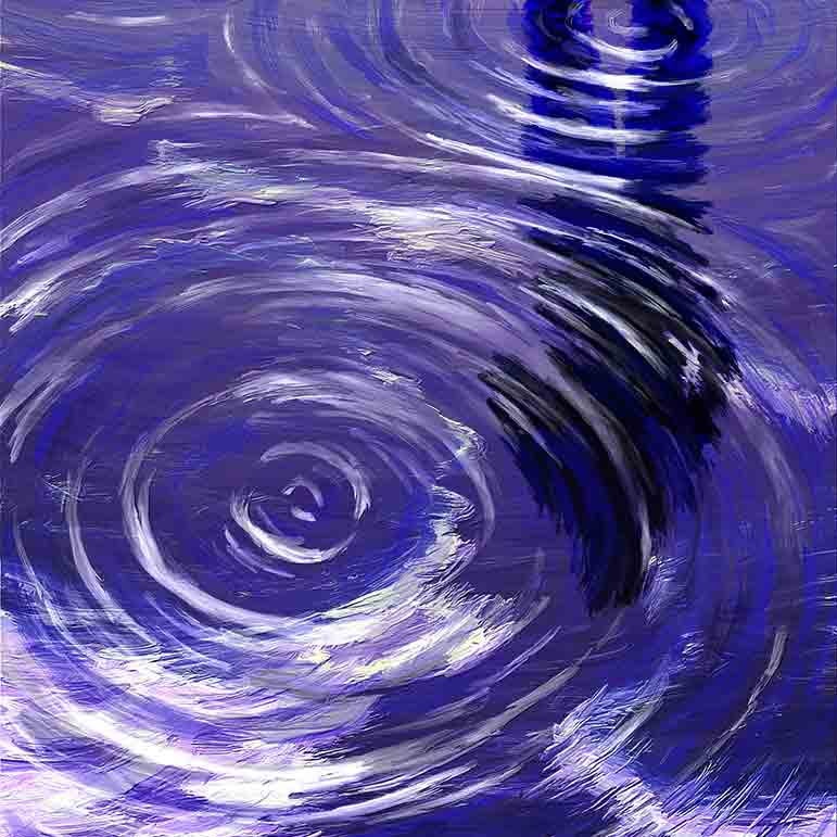 蒼く染まる水溜り