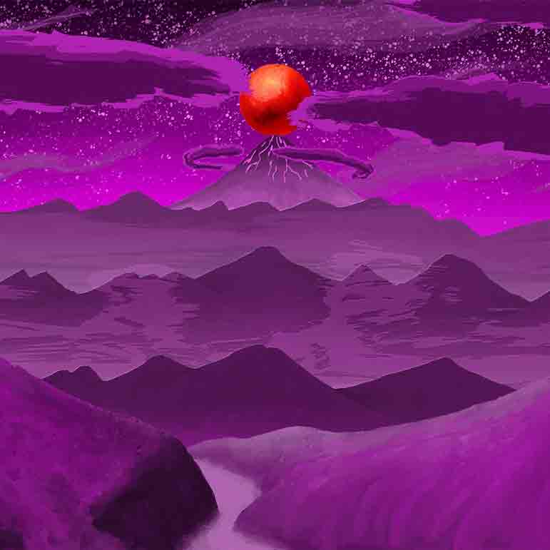 Lunar Eclipse At Mountains